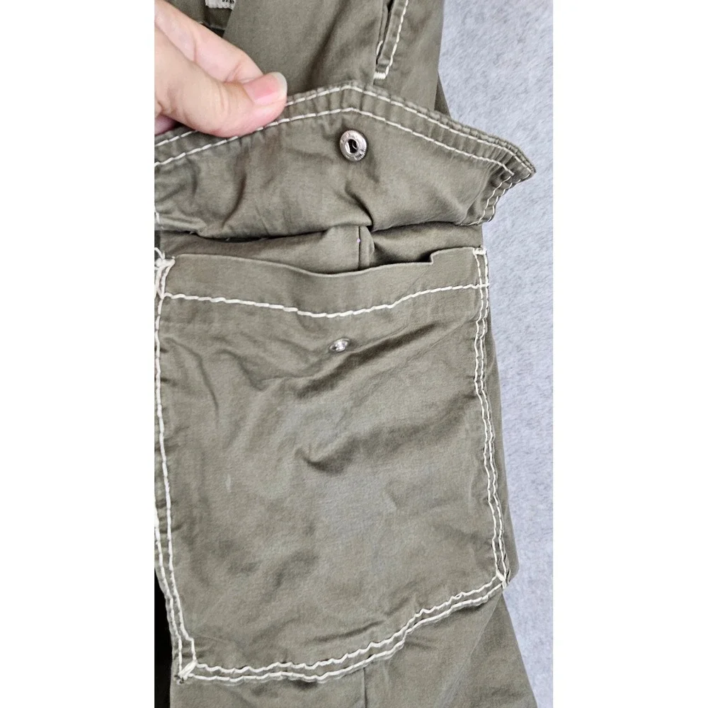 True Religion Mens Big T Cargo Jogger Olive Green Contrast Stitch 3XL